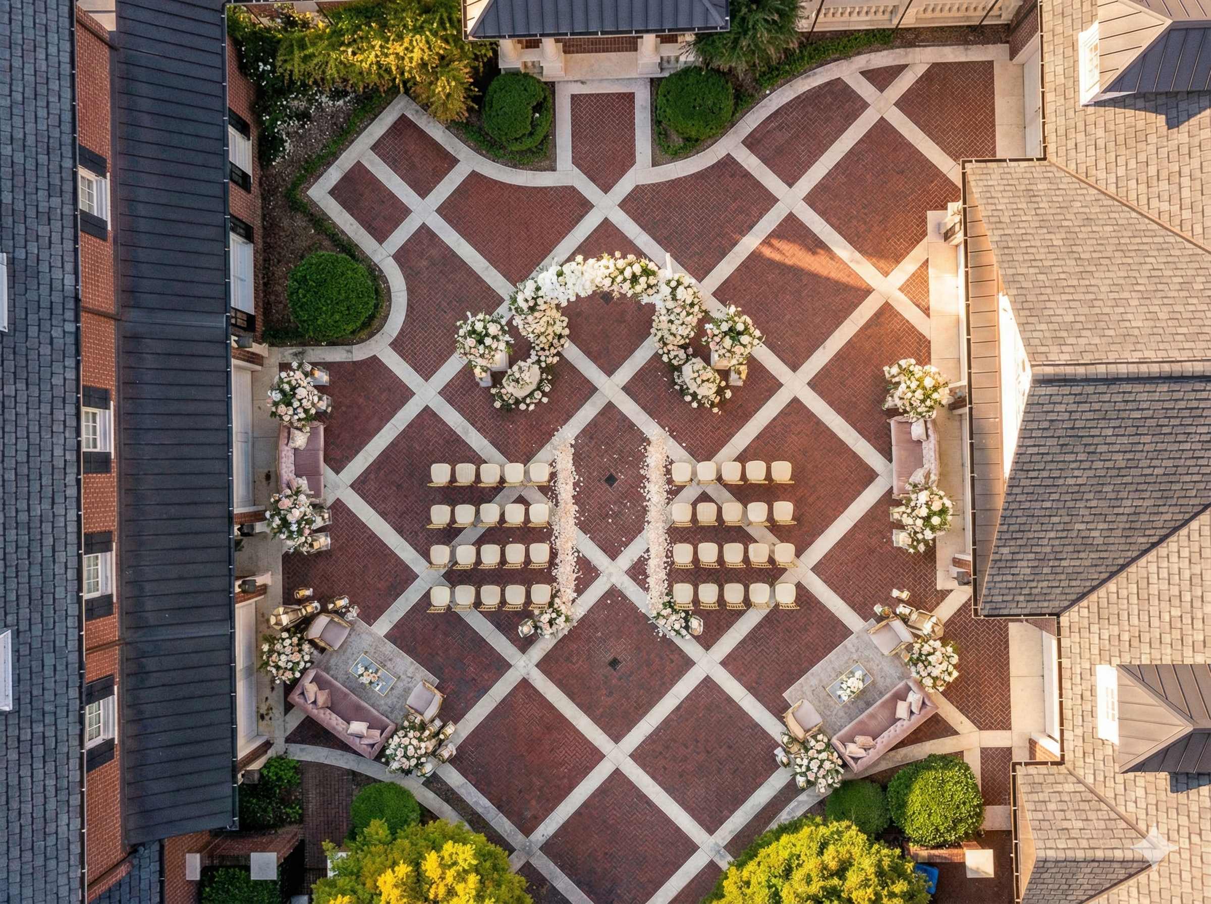 Aerial view of Rose Howard Estate ceremony setup